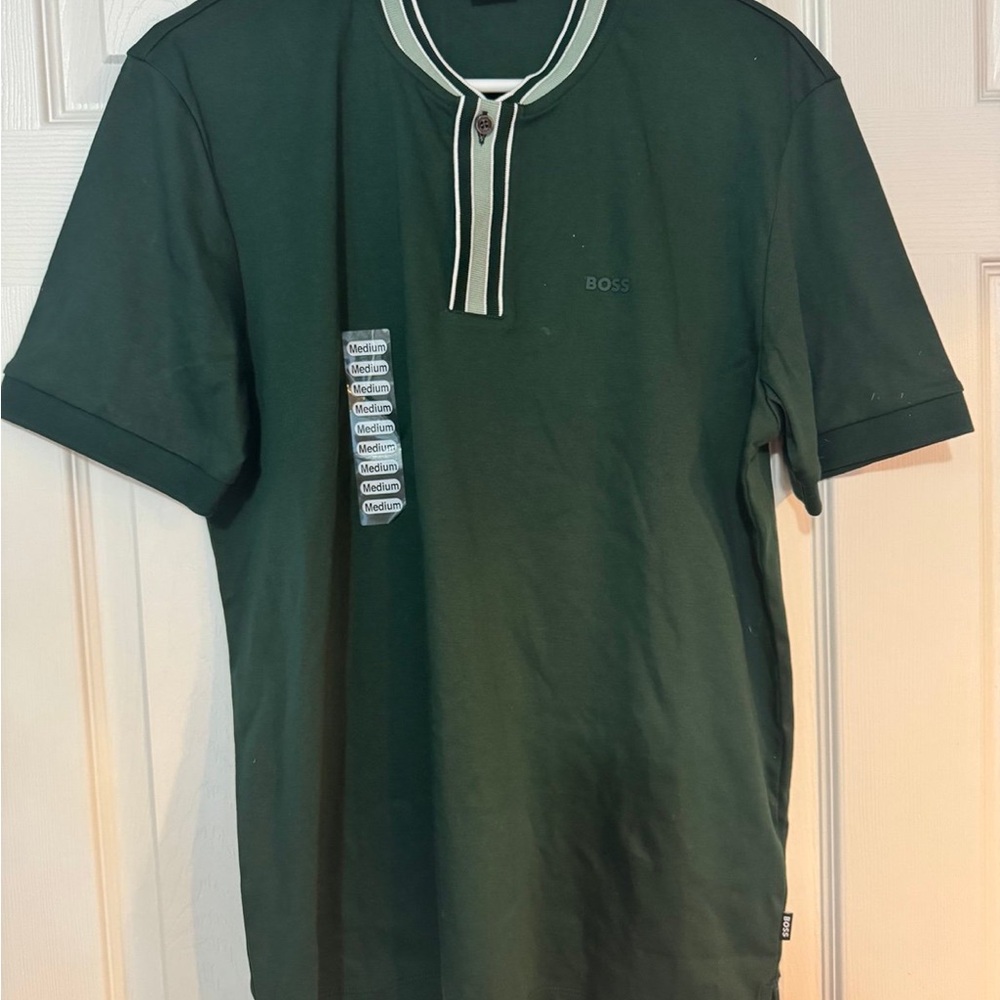 BOSS Men's Green Polo Shirt